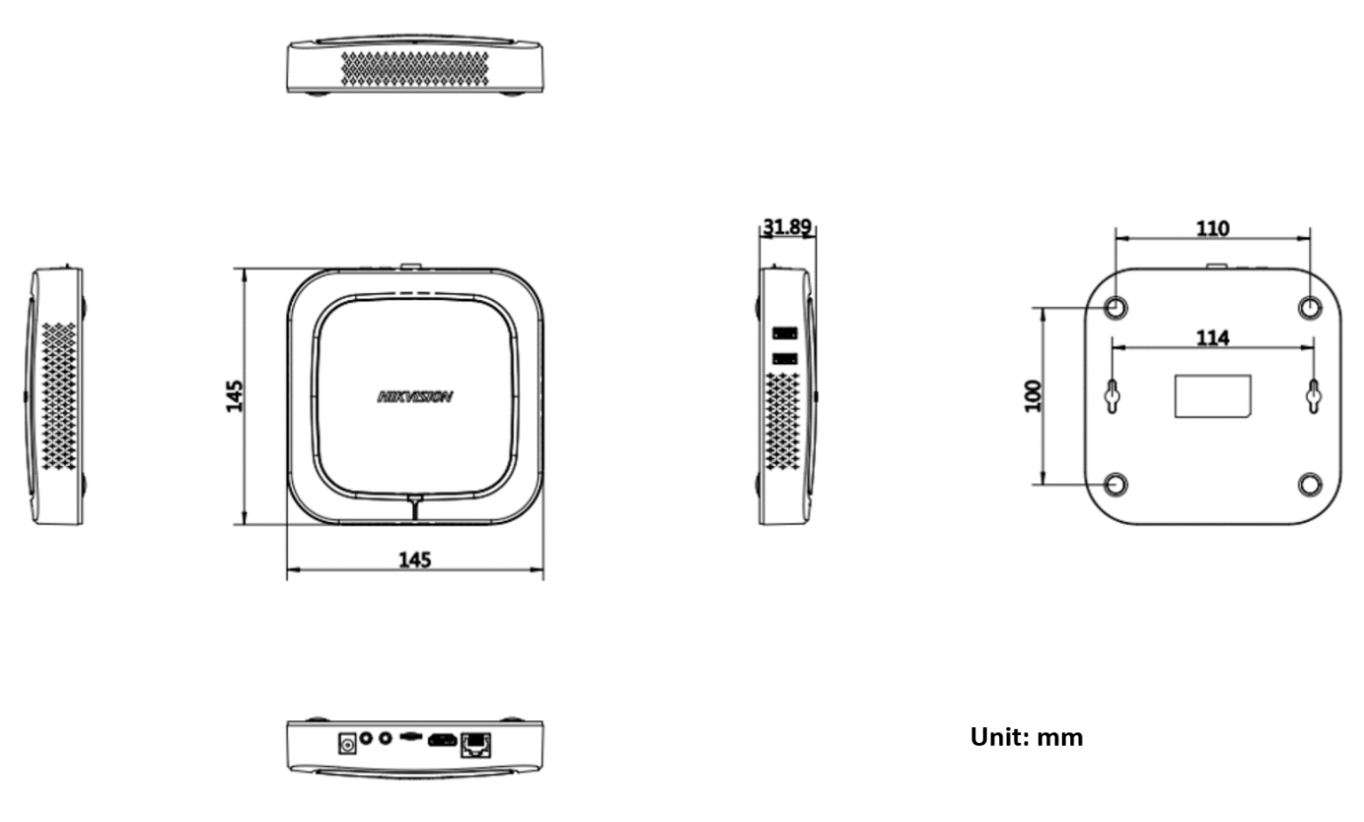 海康威视 DS-D60E-B 产品尺寸与接口设计