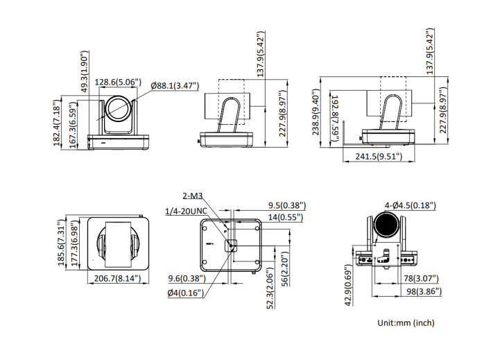 iDS-UVC-P38 安装尺寸与技术图纸